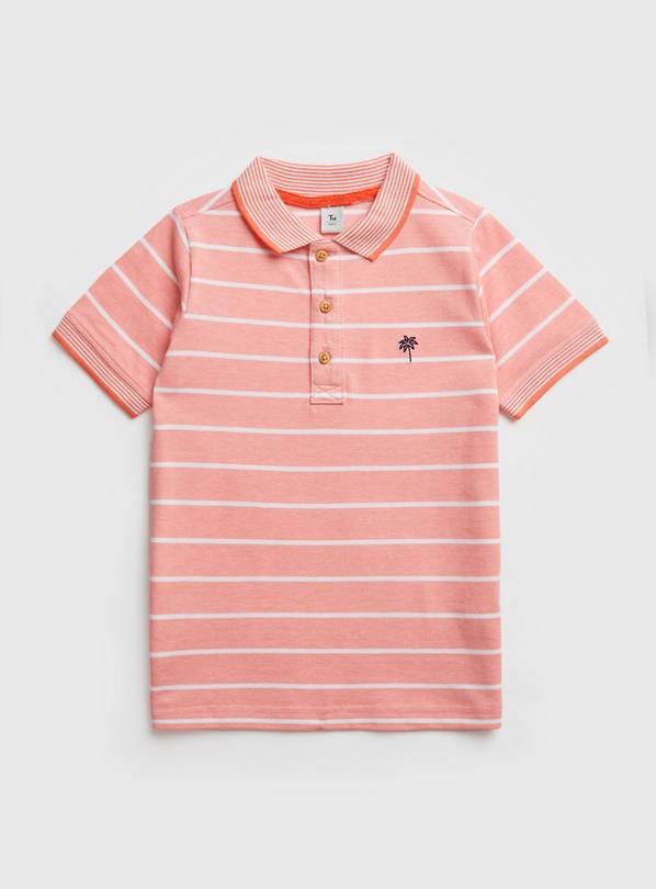 Buy Coral & White Stripe Polo Shirt - 9 years | T-shirts and shirts | Argos