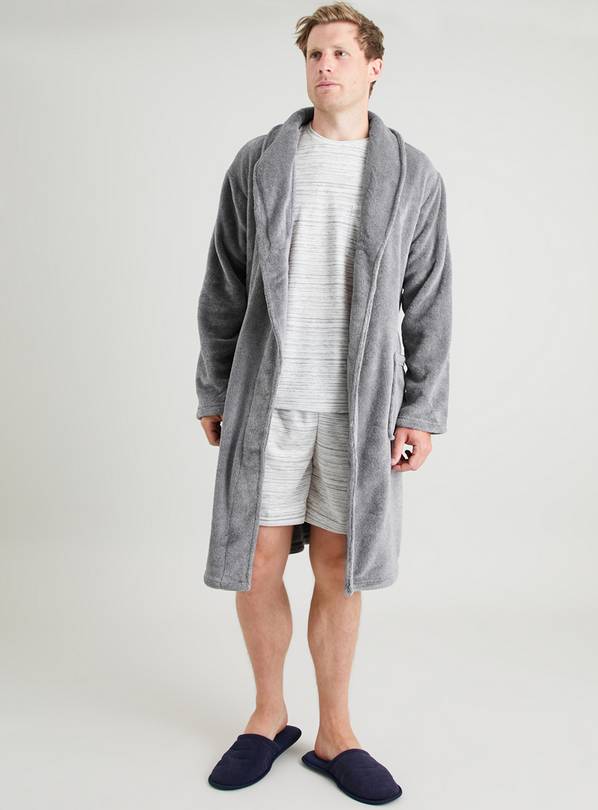 Buy Grey Marl Fleece Dressing Gown S Dressing gowns Tu