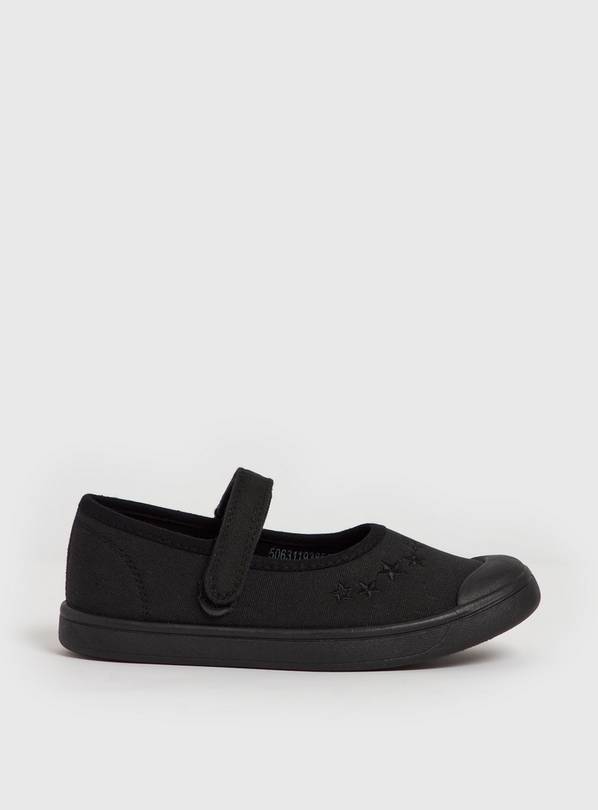 Black Mary Jane Micro-Fresh Plimsolls - 12 Infant 8 Infant