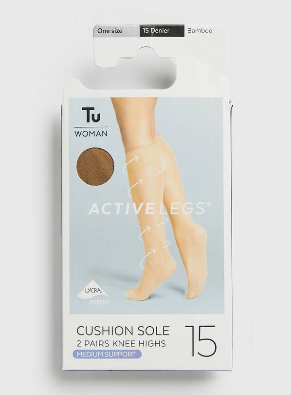 Buy Bamboo Nude 15 Denier Medium Support Knee High Tights 2 Pack One Size, Tights