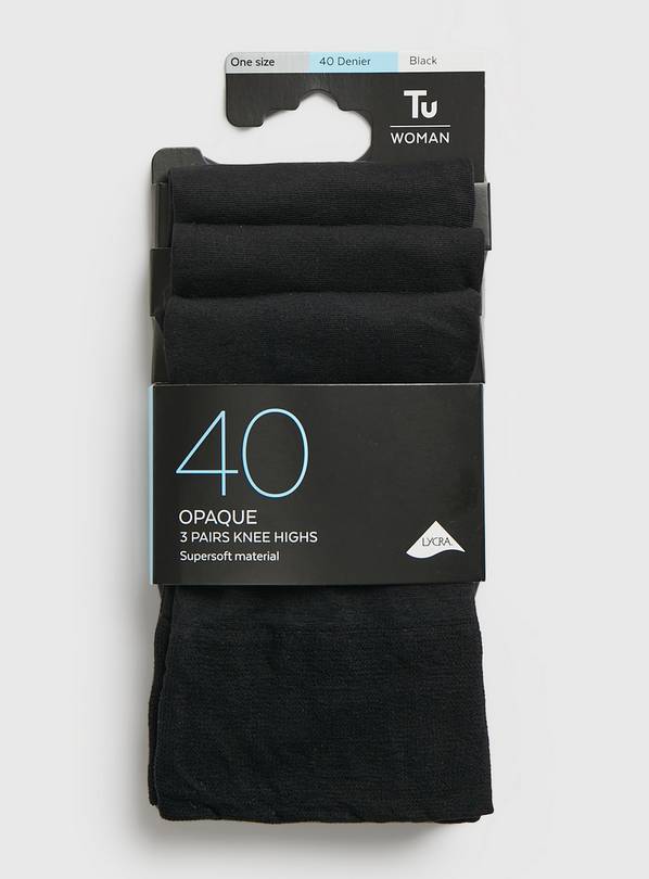 Black 40 Denier Opaque Tights Three Pack