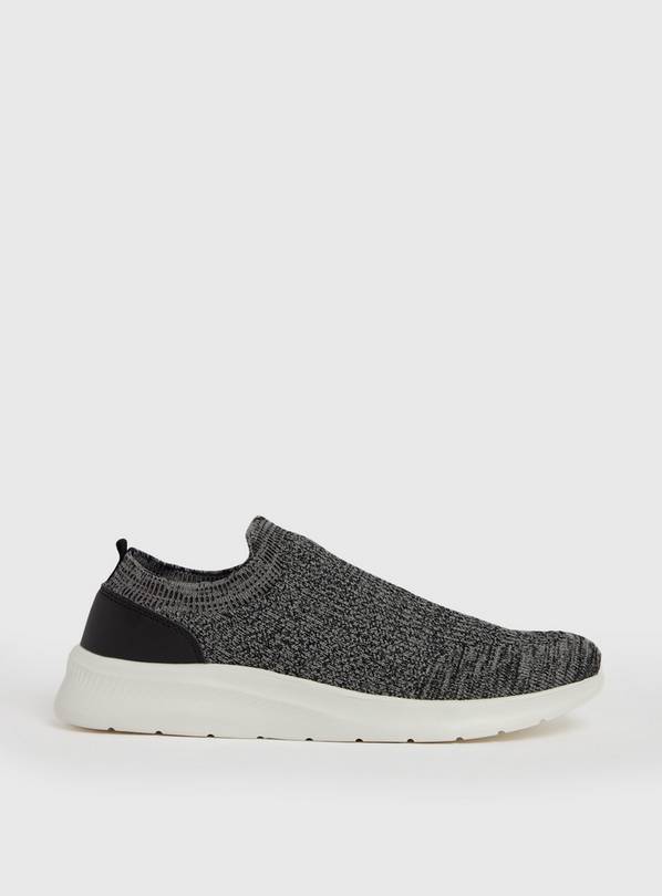Buy Grey & Black Knitted Slip On Trainers - 12 | Trainers | Argos