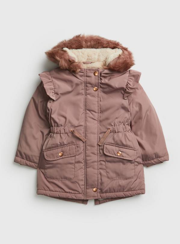 Buy Dusky Pink Frill Shoulder Parka Coat - 2-3 years | School coats and ...