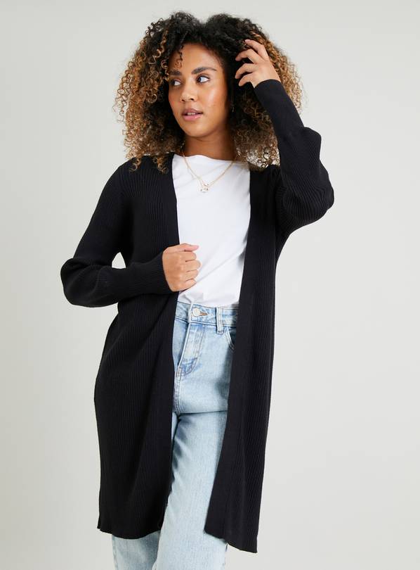 Buy Black Ribbed Knit Longline Cardigan - 18 | Cardigans | Tu