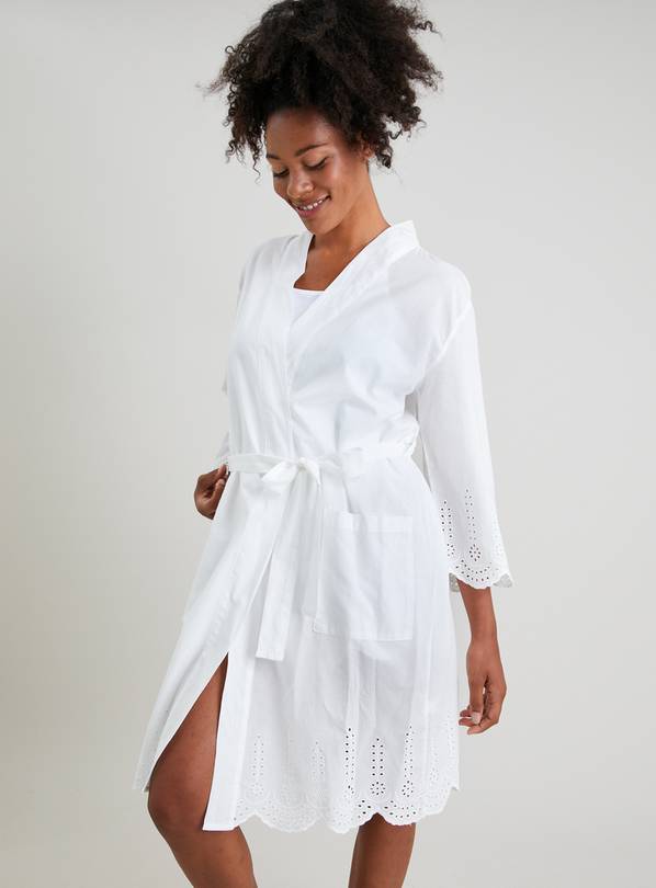 Buy White Broderie Dressing Gown L Dressing gowns Argos