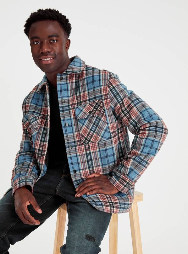 Buy Blue Checked Shacket M | Coats and jackets | Tu