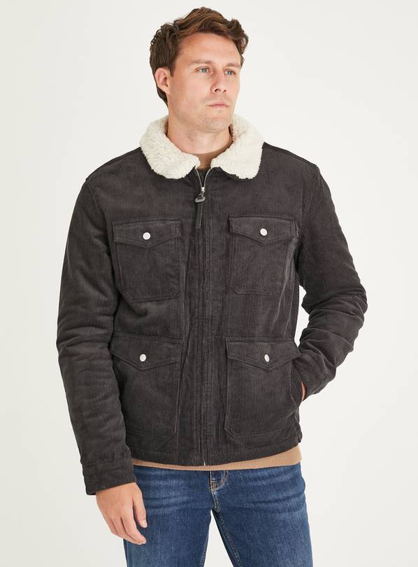 Buy Charcoal Corduroy Harrington Jacket L | Coats and jackets