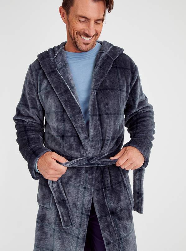 Buy Grey Navy Check Dressing Gown S Dressing gowns Tu