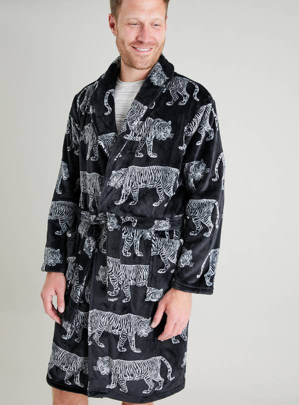 Buy Black Tiger Print Fleece Dressing Gown XL Dressing gowns Argos