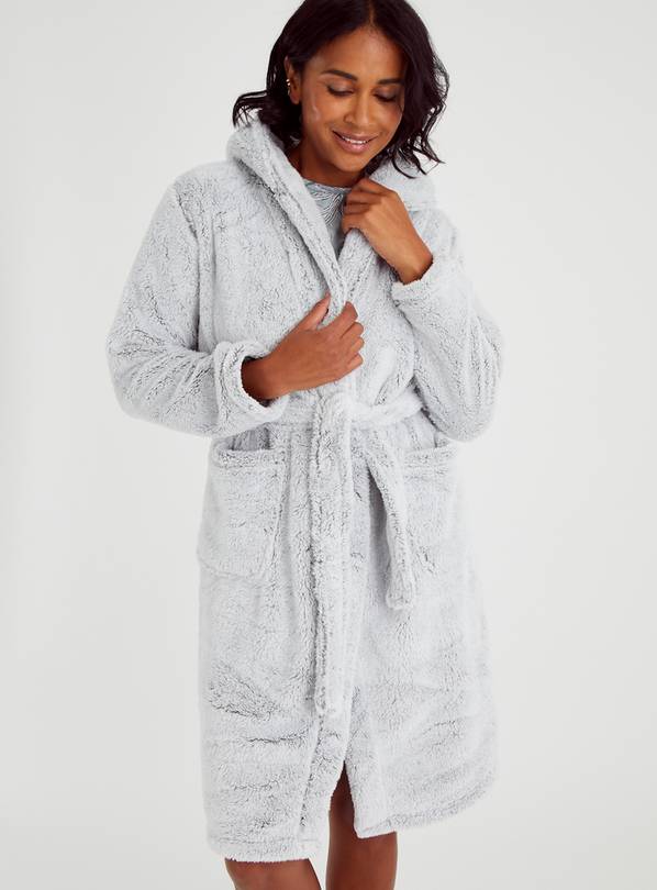 Womens fleece hooded dressing gown new arrivals