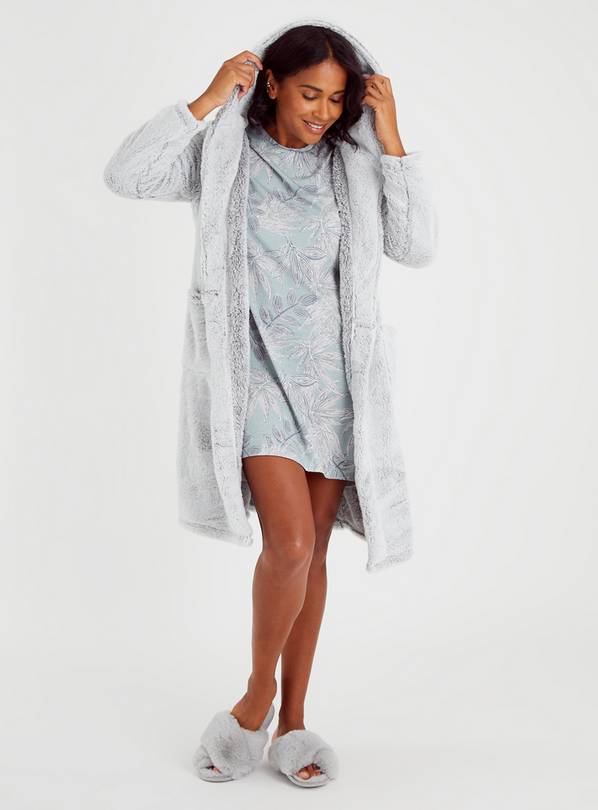 Grey hooded dressing online gown womens