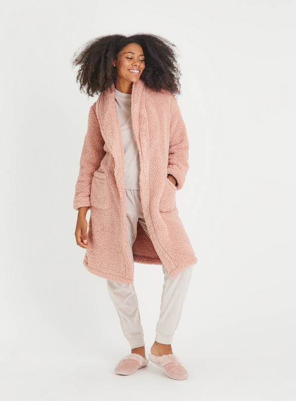 Pink borg hot sale coat