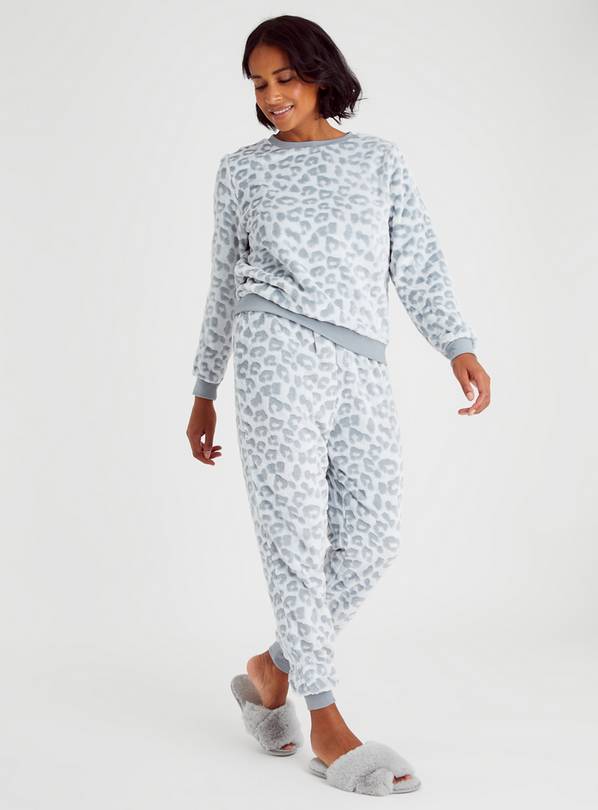 Buy Grey Leopard Burnout Fleece Pyjamas 14 Pyjamas Tu