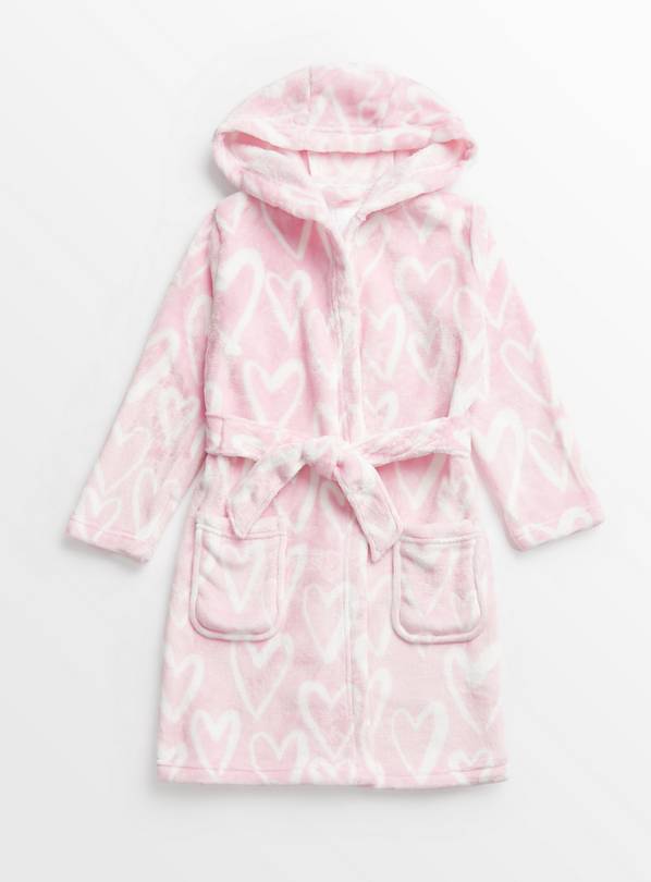 Pink Heart Print Fleece Dressing Gown 1.5-2 years