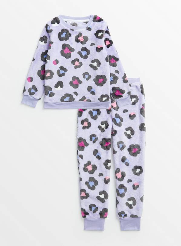 Buy Lilac Leopard Print Fleece Pyjamas 7-8 years | Pyjamas | Argos