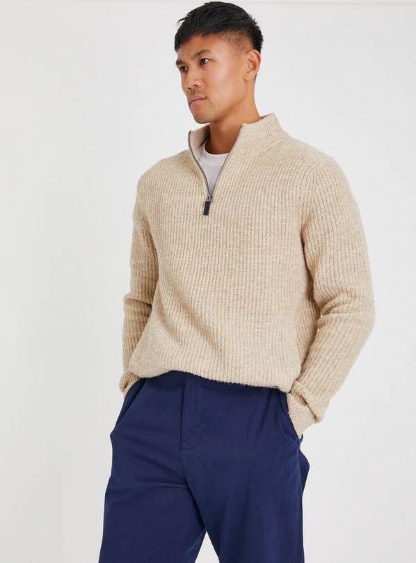 Oatmeal Quarter Zip Jumper L