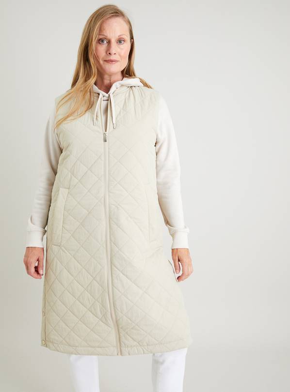 Cream Quilted Longline Gilet 20