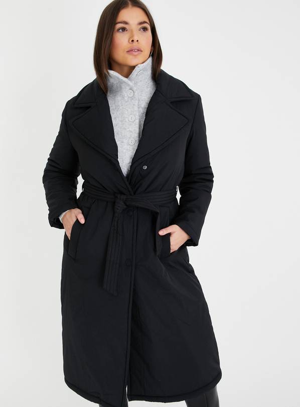 Black Padded Wrap Coat 20