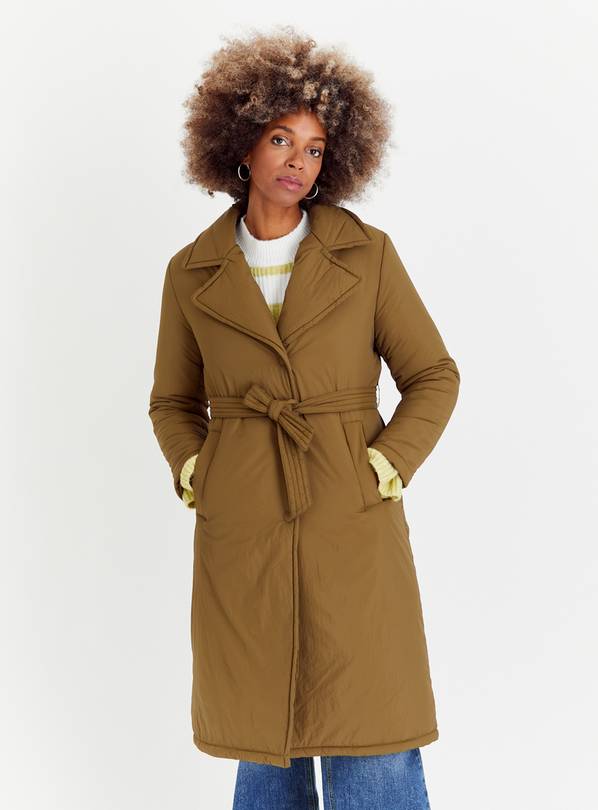 Khaki Padded Wrap Coat 14