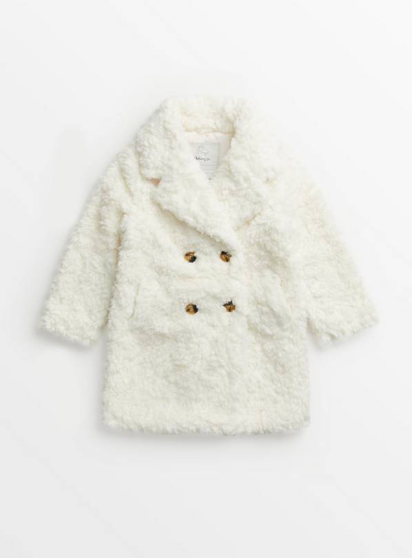 Girls cream faux sales fur coat