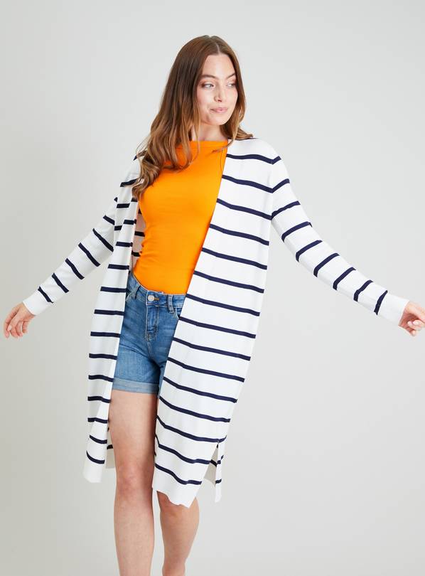 Buy White & Navy Longline Cardigan 18 Cardigans Argos
