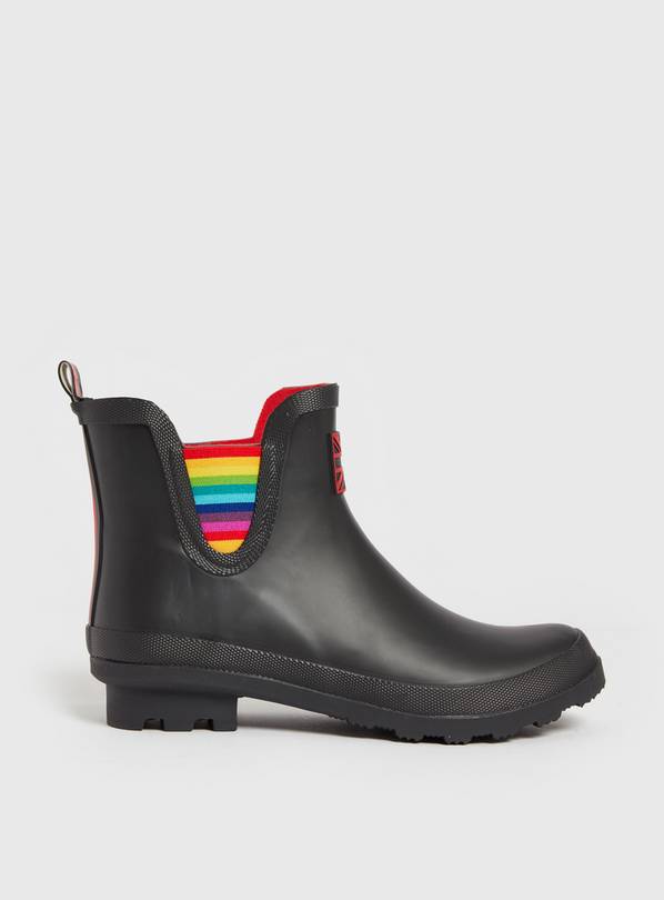 Black & Rainbow Chelsea Boot Wellies - 6