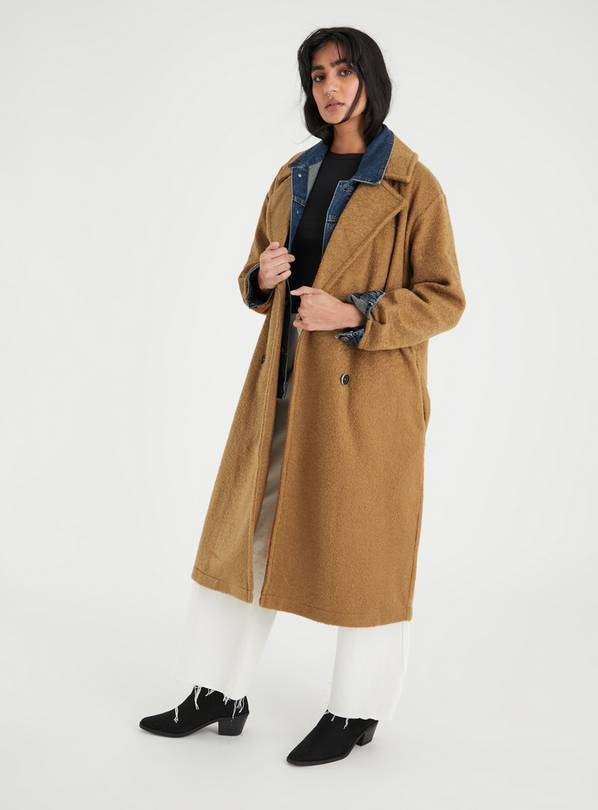 Buy Brown Brushed Double Breasted Coat 10 | Jackets | Argos