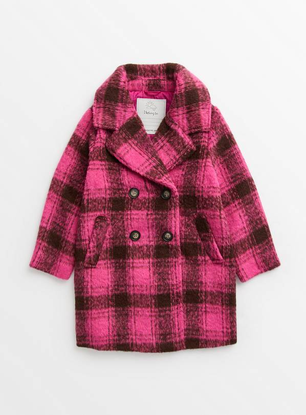 Pink Check Double Breasted Coat 7-8 years