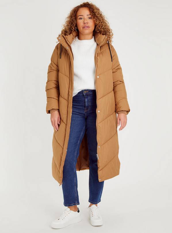 Buy Tan Padded Longline Coat 12, Coats