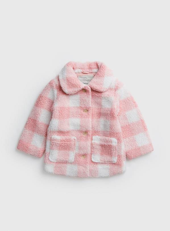 Buy Pink Check Borg Coat 2-3 years | Coats and jackets | Tu