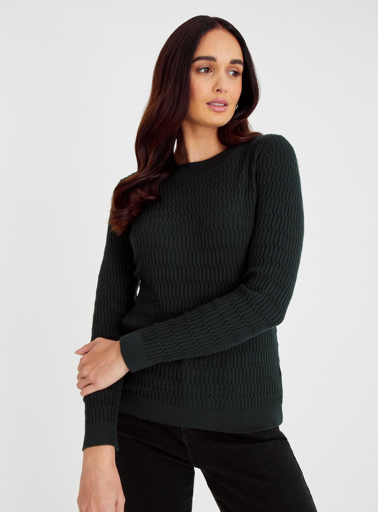 Dark Green Mini Cable Knit Soft Touch Jumper 8 - Image 1 thumbnail