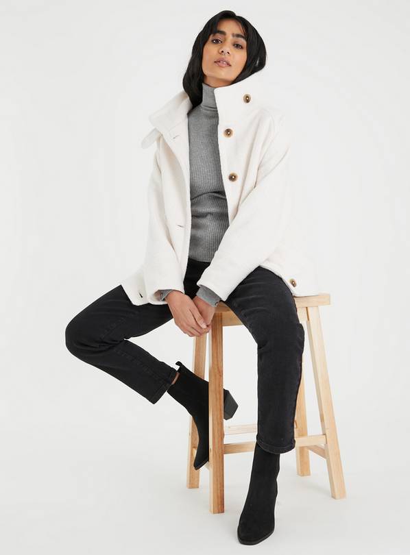 Cream funnel neck clearance coat