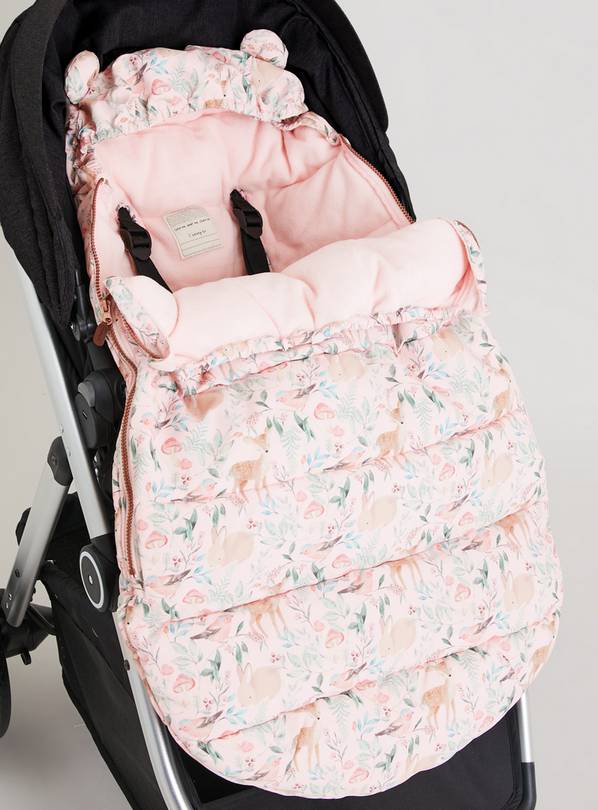 Buy Pink Woodland Print Universal Pram Footmuff One Size | Coats