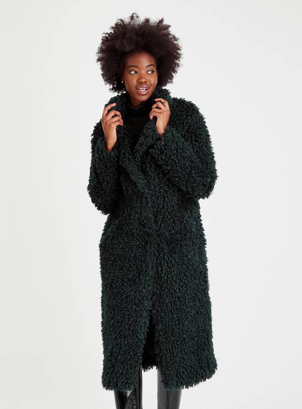 Buy Green Long Shaggy Teddy Coat 8 Coats Argos