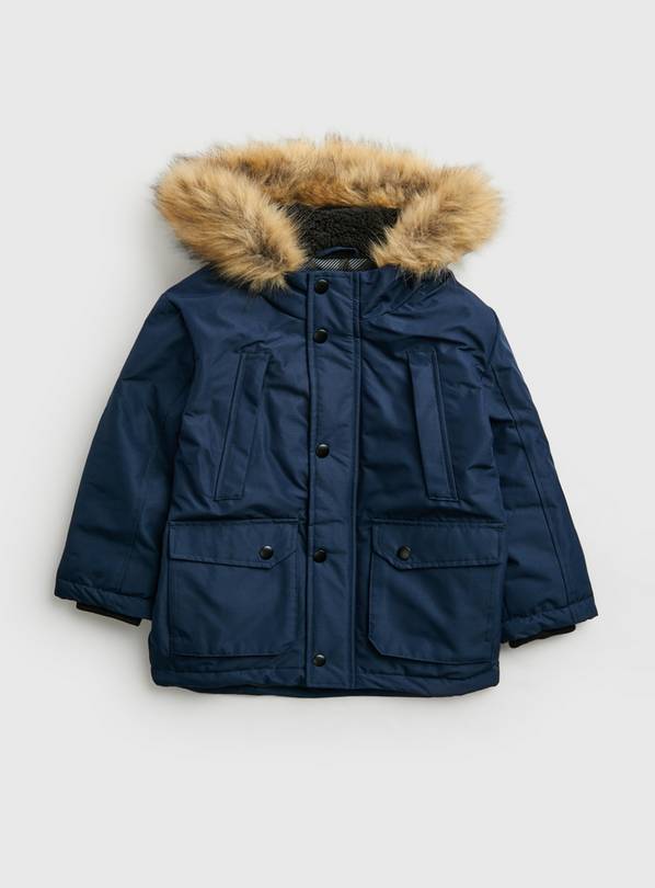 Buy Navy Hooded Parka Coat 5-6 years | Coats and jackets | Argos