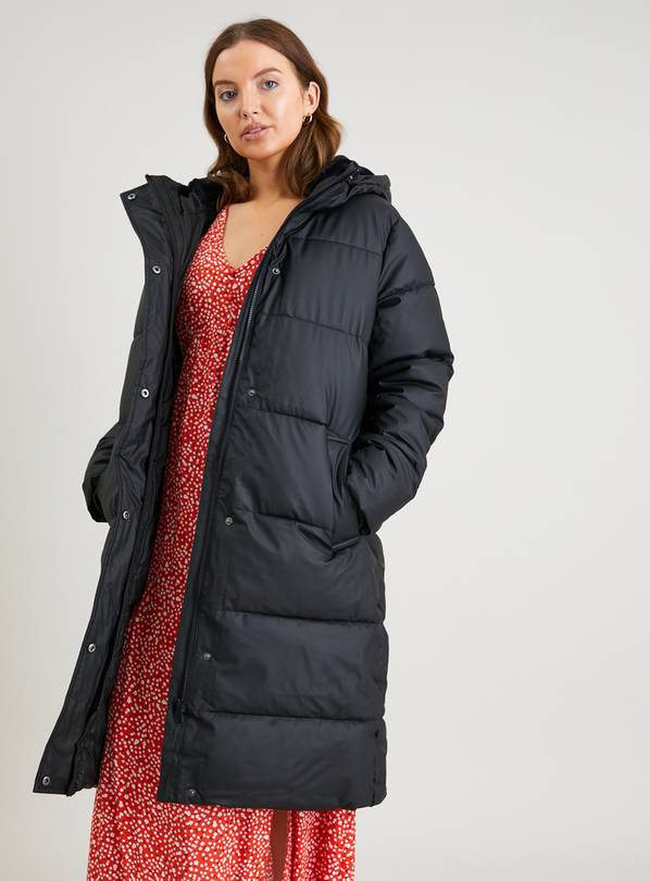 Black longline padded outlet coat womens