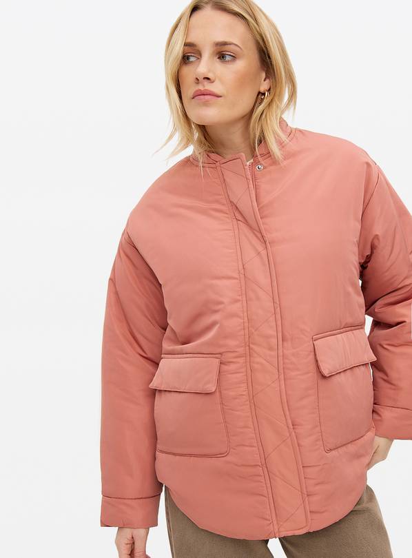 Pink quilted bomber jacket best sale