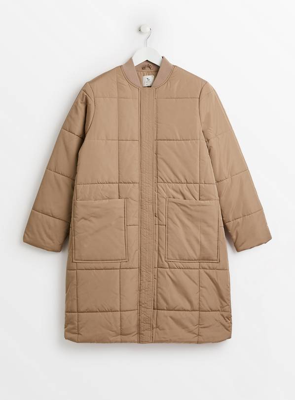 PETITE Neutral Grid Quilted Coat 16