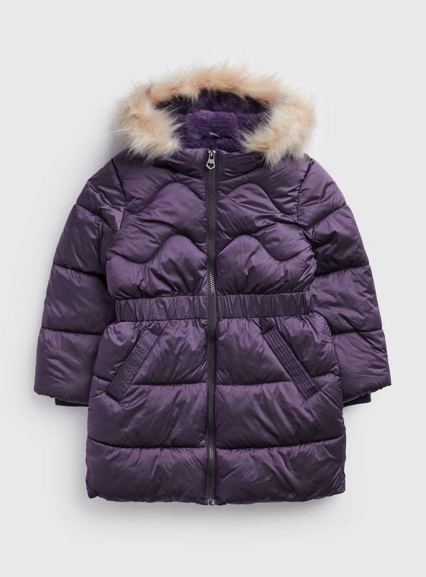 Purple Hooded Puffer Coat 3-4 years