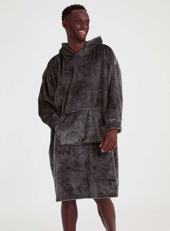Buy Men's Mini Me Grey Gaming Print Hooded Blanket XXL | Dressing gowns |  Argos