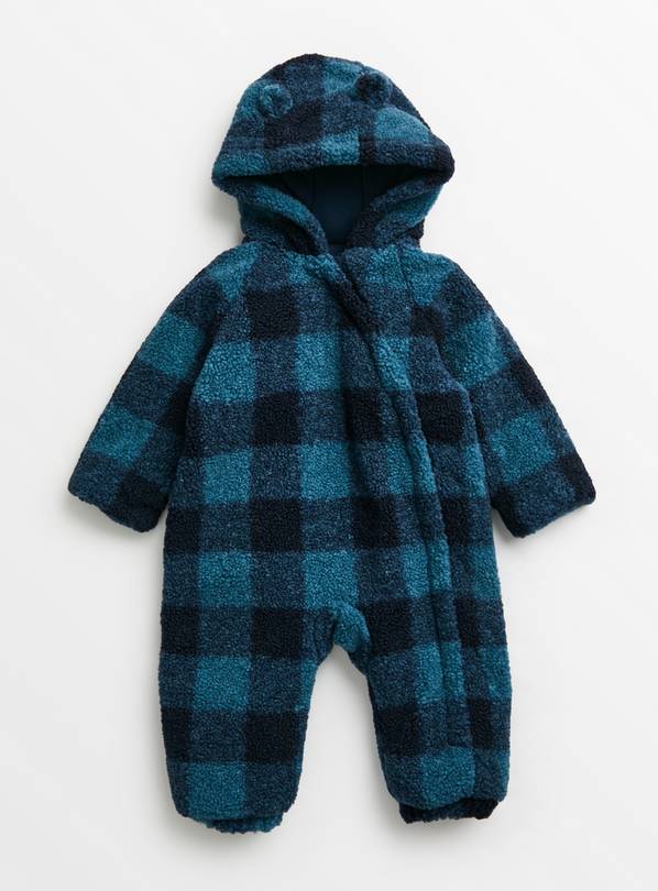 Blue Check Borg Snowsuit Up to 3 mths