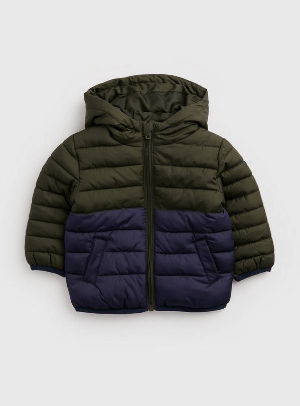 Buy Navy & Green Colour Block Puffer Jacket 12-18 months | Coats and ...