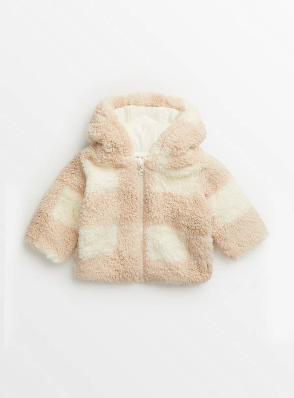 Buy Cream Check Borg Jacket 9-12 months | Coats and jackets | Tu