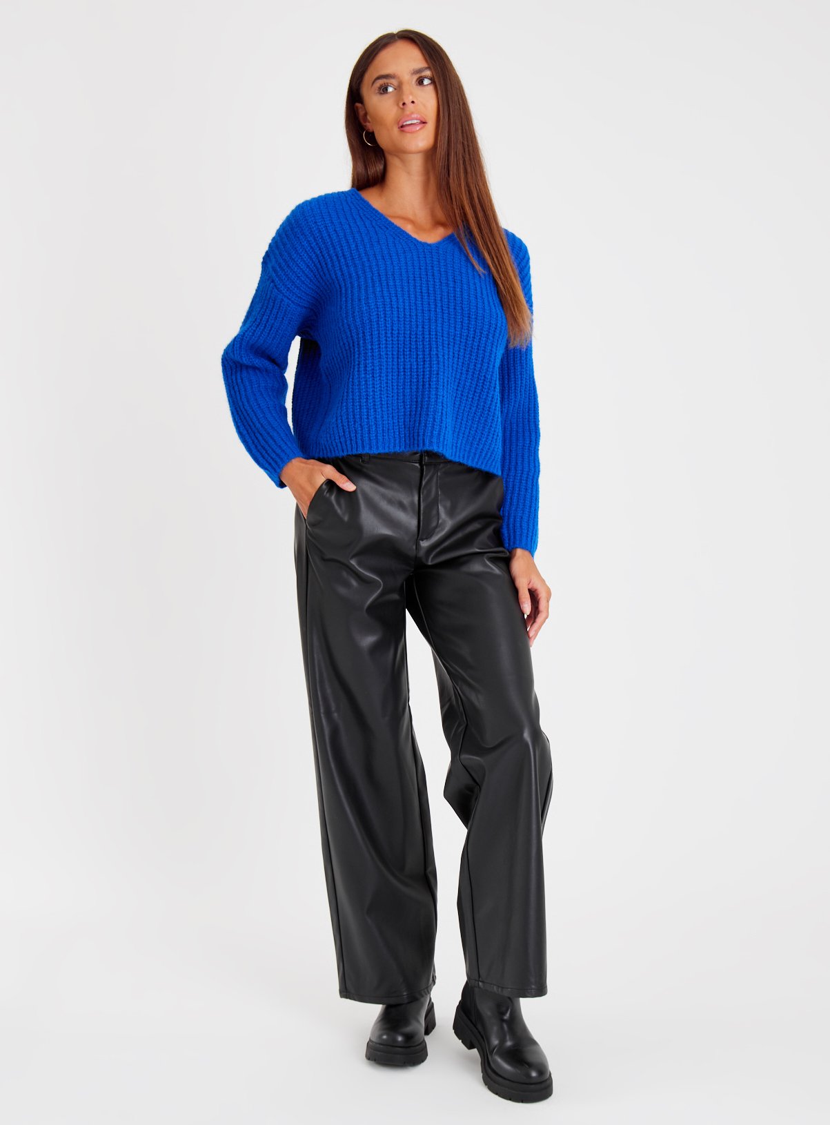 Cobalt Blue Chunky Ribbed Jumper 18 - Image 2 thumbnail