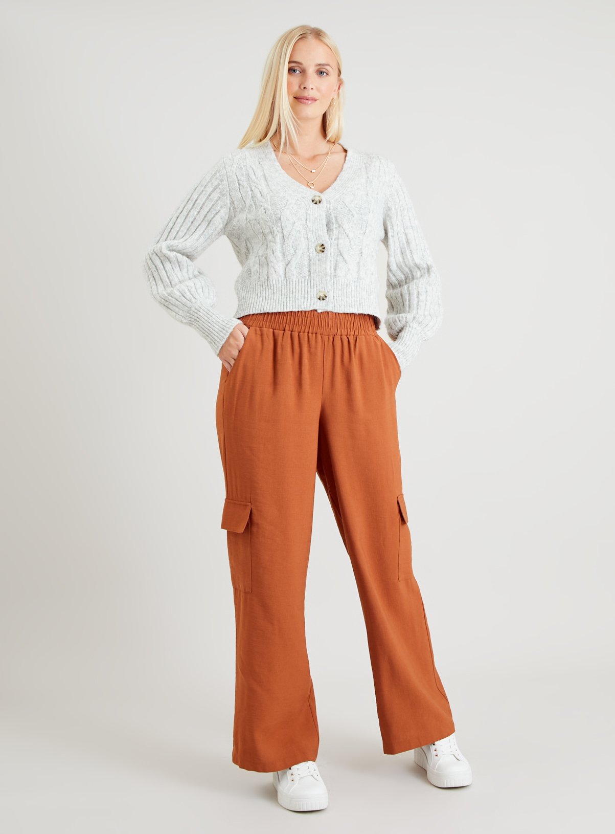 Oatmeal Ribbed Sleeve Cardigan 14 - Image 2 thumbnail
