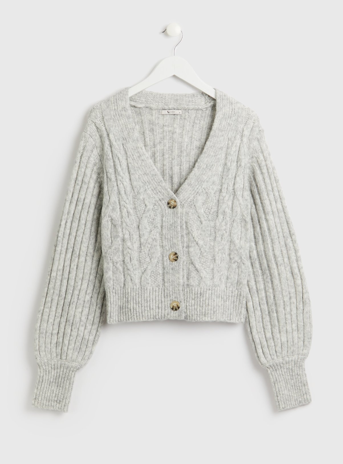 Oatmeal Ribbed Sleeve Cardigan 14 - Image 3 thumbnail