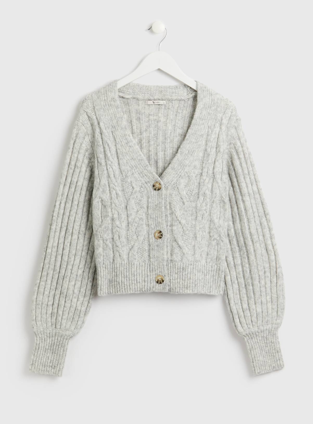Oatmeal Ribbed Sleeve Cardigan 14 - Image 3