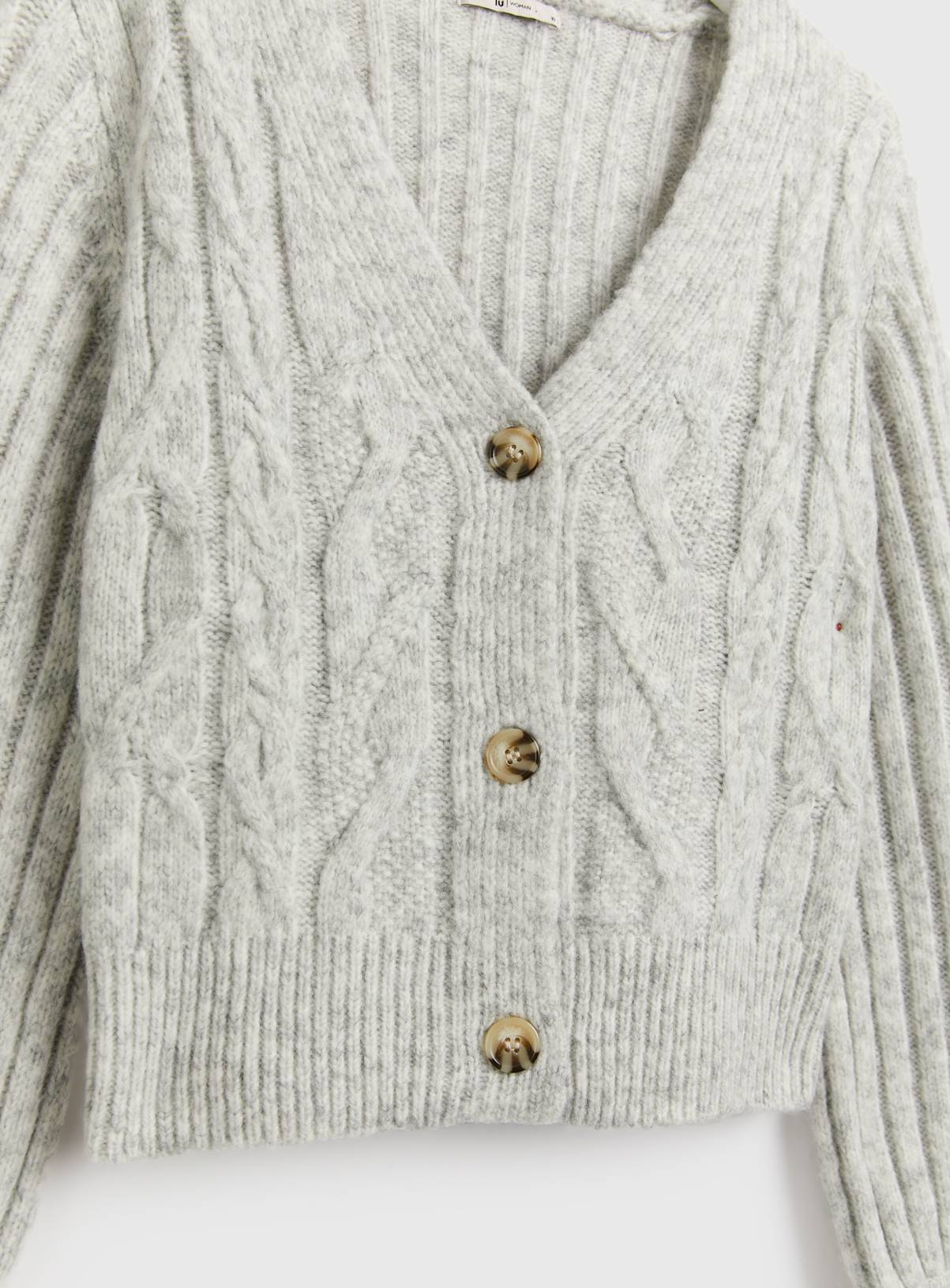 Oatmeal Ribbed Sleeve Cardigan 14 - Image 4