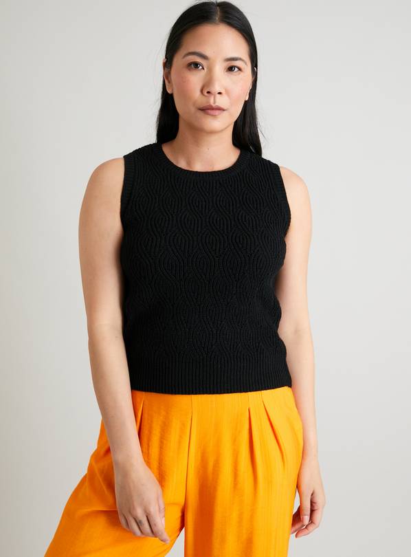 Black Pointelle Knit Vest Top 16