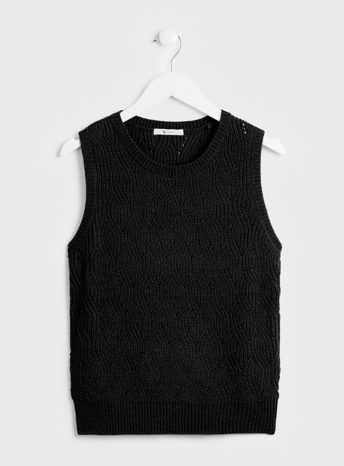 Black Pointelle Knit Vest Top 22 - Image 3 thumbnail